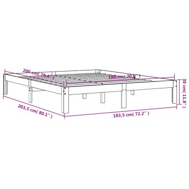vidaXL Σκελετός Κρεβ. Χωρίς Στρώμα Καφέ Κεριού 180x200 εκ Μασίφ Πεύκο