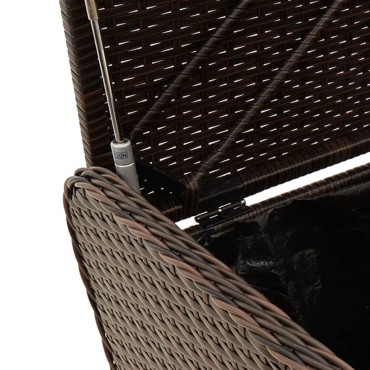 vidaXL Παγκάκι Αποθήκευσης Καφέ 115x51x52cm Συνθετικό Ρατάν Μαξιλάρι 1 τεμ.