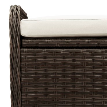 vidaXL Παγκάκι Αποθήκευσης Καφέ 115x51x52cm Συνθετικό Ρατάν Μαξιλάρι 1 τεμ.