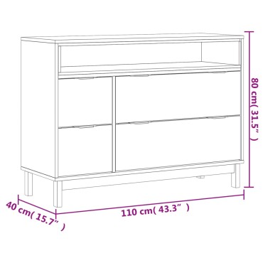 vidaXL Συρταριέρα FLAM 110x40x80cm από Μασίφ Ξύλο Πεύκου 1 τεμ.