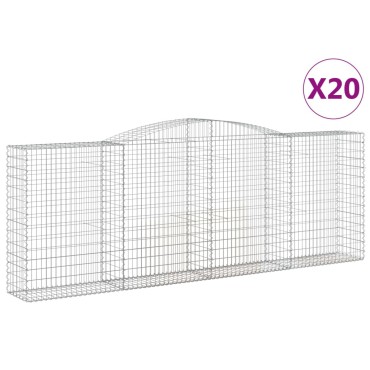 vidaXL Συρματοκιβώτια Τοξωτά 20 τεμ. 400x50x140/160 εκ. Γαλβαν. Ατσάλι