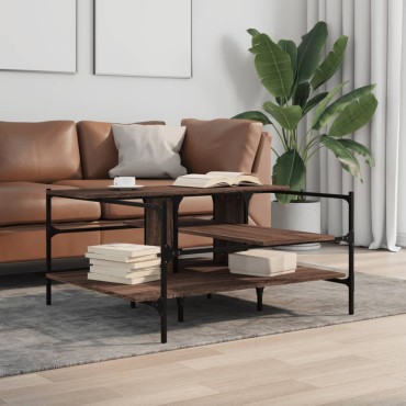 vidaXL Τραπεζάκι Σαλονιού Καφέ Δρυς 100x100x48,5cm Επεξεργασμ. Ξύλο 1 τεμ.