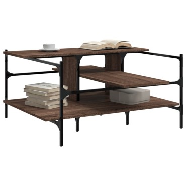 vidaXL Τραπεζάκι Σαλονιού Καφέ Δρυς 100x100x48,5cm Επεξεργασμ. Ξύλο 1 τεμ.