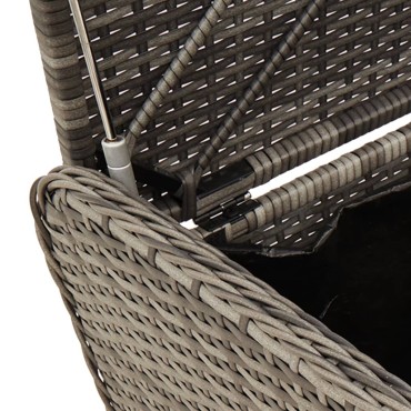 vidaXL Παγκάκι Αποθήκευσης Γκρι 115x51x52cm Συνθετικό Ρατάν Μαξιλάρι 1 τεμ.
