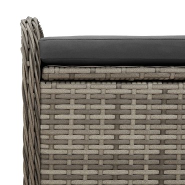 vidaXL Παγκάκι Αποθήκευσης Γκρι 115x51x52cm Συνθετικό Ρατάν Μαξιλάρι 1 τεμ.