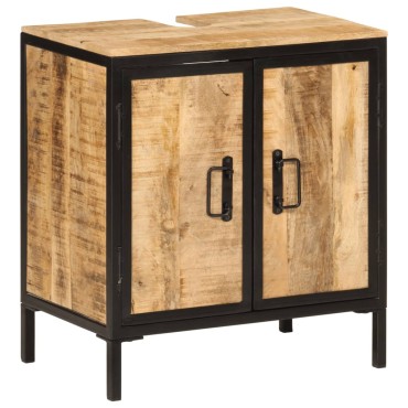 vidaXL Ντουλάπι Μπάνιου 55x35x60cm από Μασίφ Ξύλο Μάνγκο και Σίδηρο