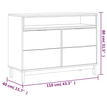 vidaXL Συρταριέρα FLAM 110x40x80cm από Μασίφ Ξύλο Πεύκου 1 τεμ.