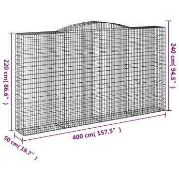 vidaXL Συρματοκιβώτια Τοξωτά 10 τεμ. 400x50x220/240 εκ. Γαλβαν. Σίδερο