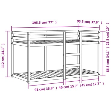 vidaXL Κρεβάτι Κουκέτα Καφέ Κεριού 90x190 εκ. από Μασίφ Ξύλο Πεύκου