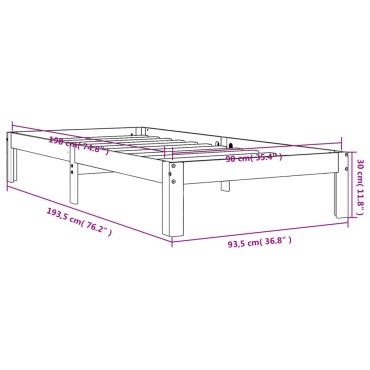 vidaXL Σκελετός Κρεβ. Χωρίς Στρώμα Καφέ Κεριού 90x190 εκ Μασίφ Πεύκο