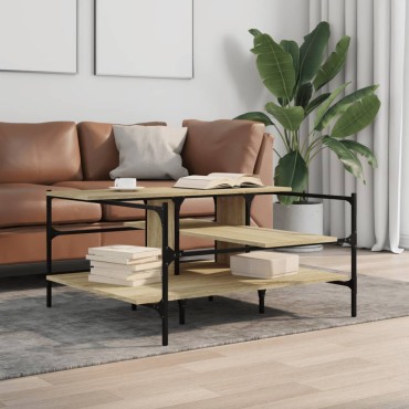 vidaXL Τραπεζάκι Σαλονιού Sonoma Δρυς 100x100x48,5cm Επεξεργ. Ξύλο 1 τεμ.