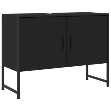 vidaXL Ντουλάπι Μπάνιου Νιπτήρα Μαύρο 80x33x60cm Επεξ. Ξύλο 1 τεμ.
