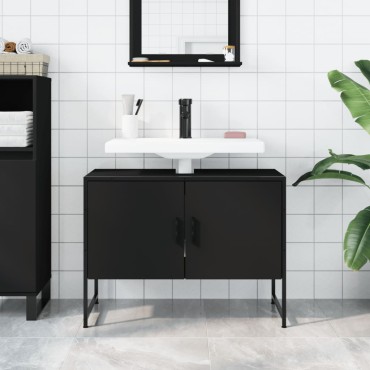 vidaXL Ντουλάπι Μπάνιου Νιπτήρα Μαύρο 80x33x60cm Επεξ. Ξύλο 1 τεμ.