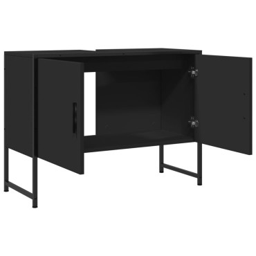 vidaXL Ντουλάπι Μπάνιου Νιπτήρα Μαύρο 80x33x60cm Επεξ. Ξύλο 1 τεμ.