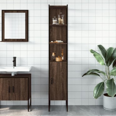 vidaXL Ντουλάπι Μπάνιου Καφέ Δρυς 33x33x185,5cm Επεξεργασμένο Ξύλο 1 τεμ.