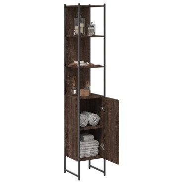 vidaXL Ντουλάπι Μπάνιου Καφέ Δρυς 33x33x185,5cm Επεξεργασμένο Ξύλο 1 τεμ.