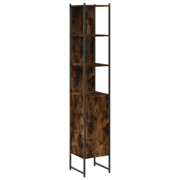 vidaXL Ντουλάπι Μπάνιου Καπνιστή Δρυς 33x33x185,5cm Επεξεργ. Ξύλο 1 τεμ.