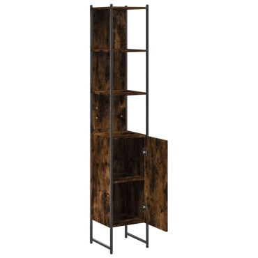 vidaXL Ντουλάπι Μπάνιου Καπνιστή Δρυς 33x33x185,5cm Επεξεργ. Ξύλο 1 τεμ.