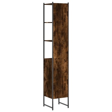 vidaXL Ντουλάπι Μπάνιου Καπνιστή Δρυς 33x33x185,5cm Επεξεργ. Ξύλο 1 τεμ.