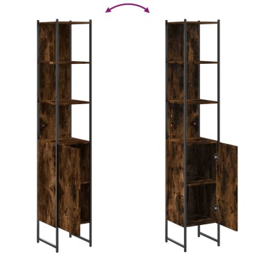 vidaXL Ντουλάπι Μπάνιου Καπνιστή Δρυς 33x33x185,5cm Επεξεργ. Ξύλο 1 τεμ.