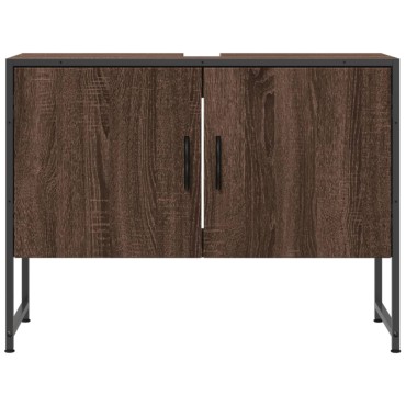 vidaXL Ντουλάπι Μπάνιου Νιπτήρα Καφέ Δρυς 80x33x60cm Επεξ. Ξύλο 1 τεμ.