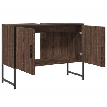 vidaXL Ντουλάπι Μπάνιου Νιπτήρα Καφέ Δρυς 80x33x60cm Επεξ. Ξύλο 1 τεμ.