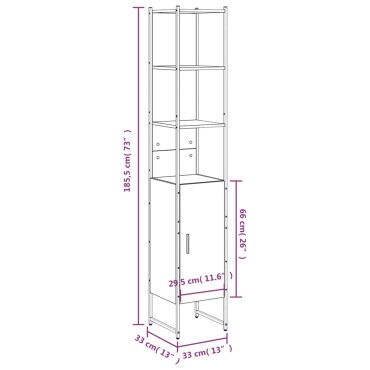 vidaXL Ντουλάπι Μπάνιου Μαύρο 33x33x185,5cm Επεξεργασμένο Ξύλο 1 τεμ.