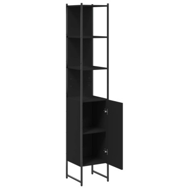 vidaXL Ντουλάπι Μπάνιου Μαύρο 33x33x185,5cm Επεξεργασμένο Ξύλο 1 τεμ.