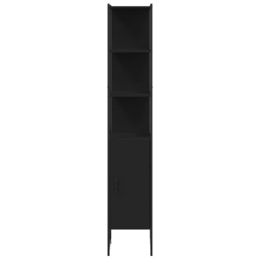 vidaXL Ντουλάπι Μπάνιου Μαύρο 33x33x185,5cm Επεξεργασμένο Ξύλο 1 τεμ.