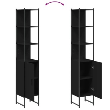 vidaXL Ντουλάπι Μπάνιου Μαύρο 33x33x185,5cm Επεξεργασμένο Ξύλο 1 τεμ.