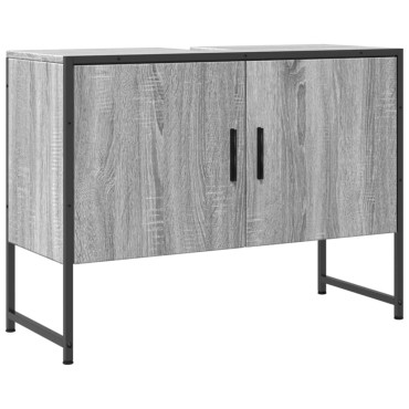 vidaXL Ντουλάπι Μπάνιου Νιπτήρα Γκρι Sonoma 80x33x60cm Επεξ. Ξύλο 1 τεμ.