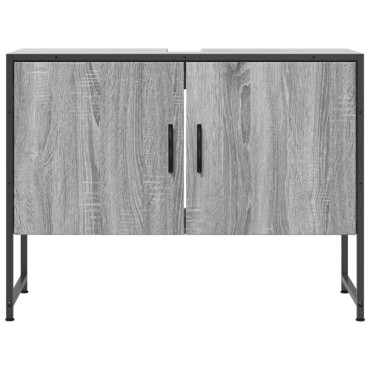 vidaXL Ντουλάπι Μπάνιου Νιπτήρα Γκρι Sonoma 80x33x60cm Επεξ. Ξύλο 1 τεμ.