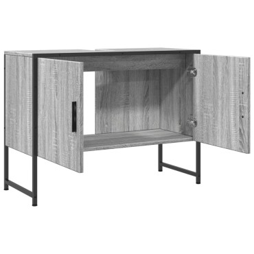 vidaXL Ντουλάπι Μπάνιου Νιπτήρα Γκρι Sonoma 80x33x60cm Επεξ. Ξύλο 1 τεμ.