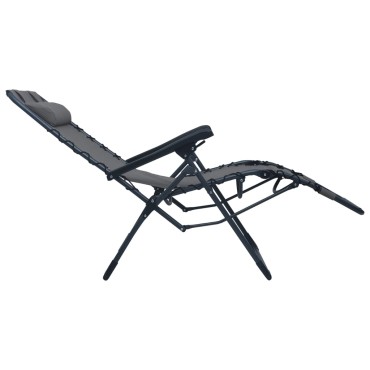 vidaXL Σεζλόνγκ Πτυσσόμενες 2 τεμ. Γκρι από Textilene 61x88x107,5cm