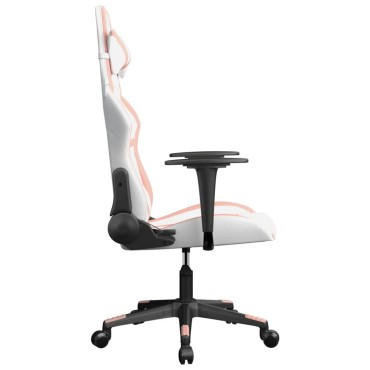 vidaXL Καρέκλα Gaming Λευκό και Ροζ από Συνθετικό Δέρμα 66,5x61x(118-127,5)cm 1 τεμ.