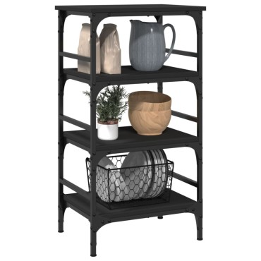 vidaXL Τρόλεϊ Κουζίνας Μαύρο 45x35x89,5cm από Επεξεργασμένο Ξύλο 1 τεμ.