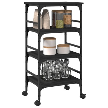 vidaXL Τρόλεϊ Κουζίνας Μαύρο 45x35x89,5cm από Επεξεργασμένο Ξύλο 1 τεμ.