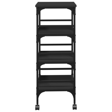 vidaXL Τρόλεϊ Κουζίνας Μαύρο 45x35x89,5cm από Επεξεργασμένο Ξύλο 1 τεμ.