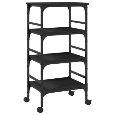 vidaXL Τρόλεϊ Κουζίνας Μαύρο 45x35x89,5cm από Επεξεργασμένο Ξύλο 1 τεμ.