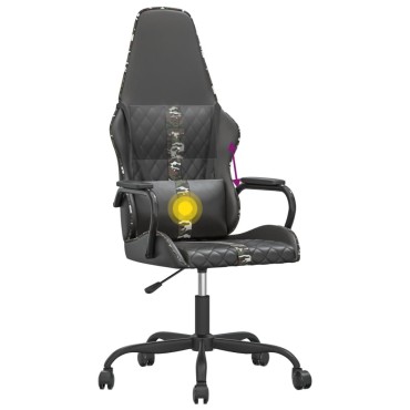 vidaXL Καρέκλα Gaming Μασάζ Παραλλαγή & Μαύρο από Συνθετικό Δέρμα 54x61,5x(118,5-128)cm 1 τεμ.