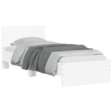 vidaXL Πλαίσιο Κρεβατιού με Κεφαλάρι/LED Λευκό 90 x 190 εκ.