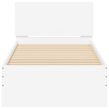 vidaXL Πλαίσιο Κρεβατιού με Κεφαλάρι/LED Λευκό 90 x 190 εκ.