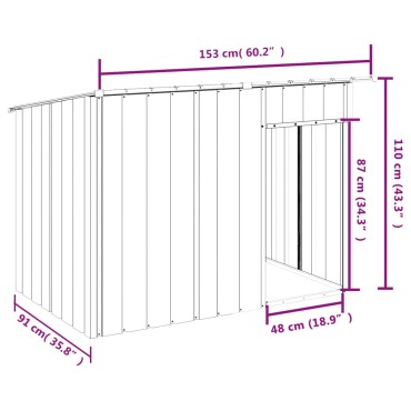 vidaXL Σπιτάκι Σκύλου με Οροφή Ανθρακί 153x91x110 εκ Γαλβαν. Χάλυβας