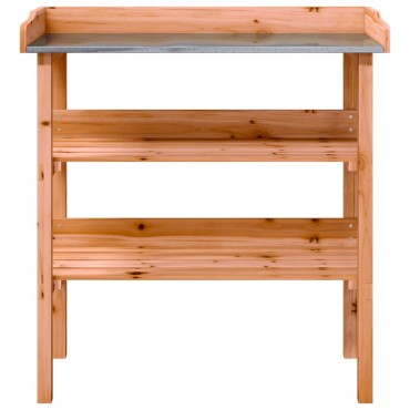 vidaXL Τραπέζι Φυτών με Ράφια Καφέ 78x38x82,5εκ. από Μασίφ Ξύλο Ελάτης