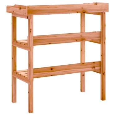 vidaXL Τραπέζι Φυτών με Ράφια Καφέ 78x38x82,5εκ. από Μασίφ Ξύλο Ελάτης