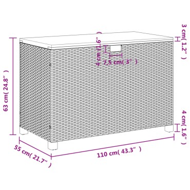 vidaXL Κουτί Αποθ. Κήπου Μπεζ 110x55x63cm Συνθ. Ρατάν/Μασίφ Ακακία