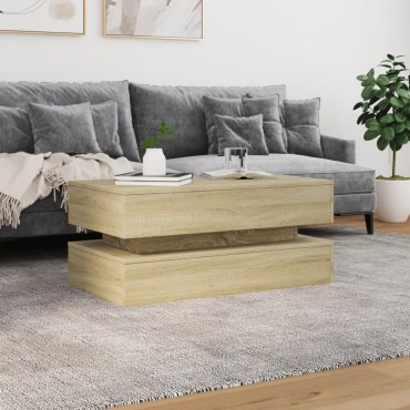 vidaXL Τραπεζάκι Σαλονιού με LED Sonoma Δρυς 90x50x40cm 1 τεμ.