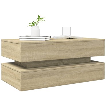 vidaXL Τραπεζάκι Σαλονιού με LED Sonoma Δρυς 90x50x40cm 1 τεμ.