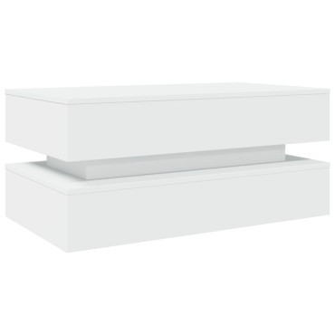 vidaXL Τραπεζάκι Σαλονιού με LED Λευκό 90x50x40cm 1 τεμ.
