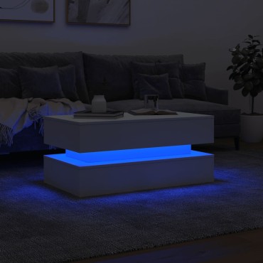 vidaXL Τραπεζάκι Σαλονιού με LED Λευκό 90x50x40cm 1 τεμ.